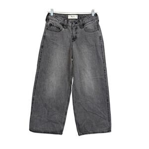 Hollister Womens Baggy Jeans Size 0/25 Gray Denim Low Rise Grunge Y2K Streetwear